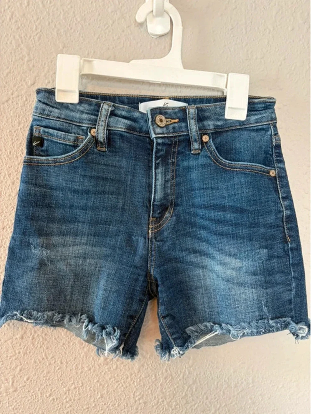 Kancan dark wash jean shorts size S some stretch